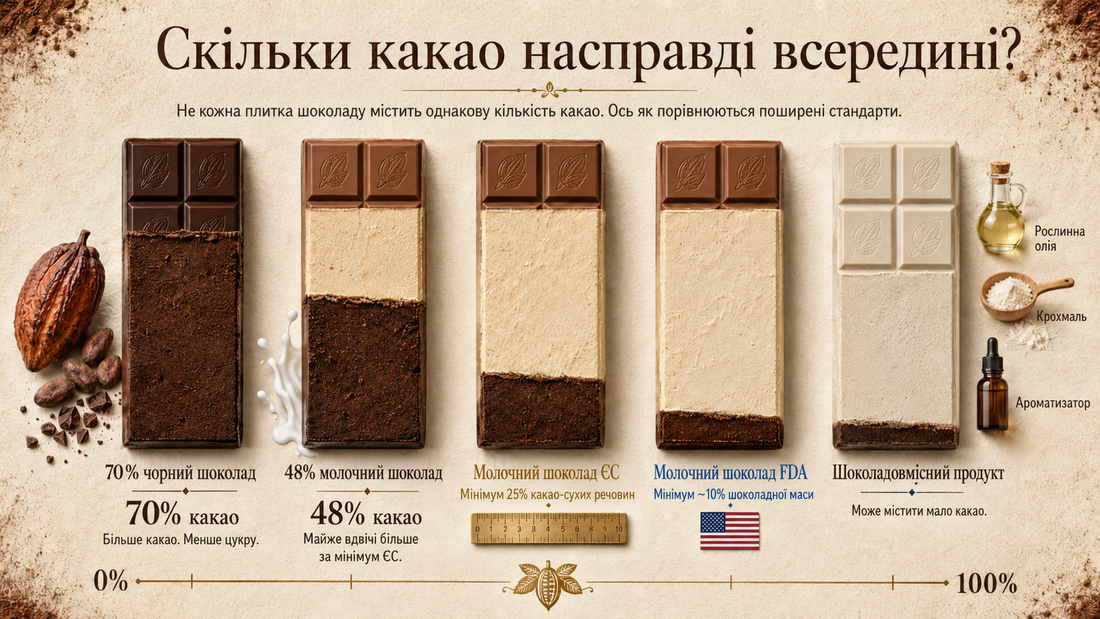 Variety of cocoa content in chocolate