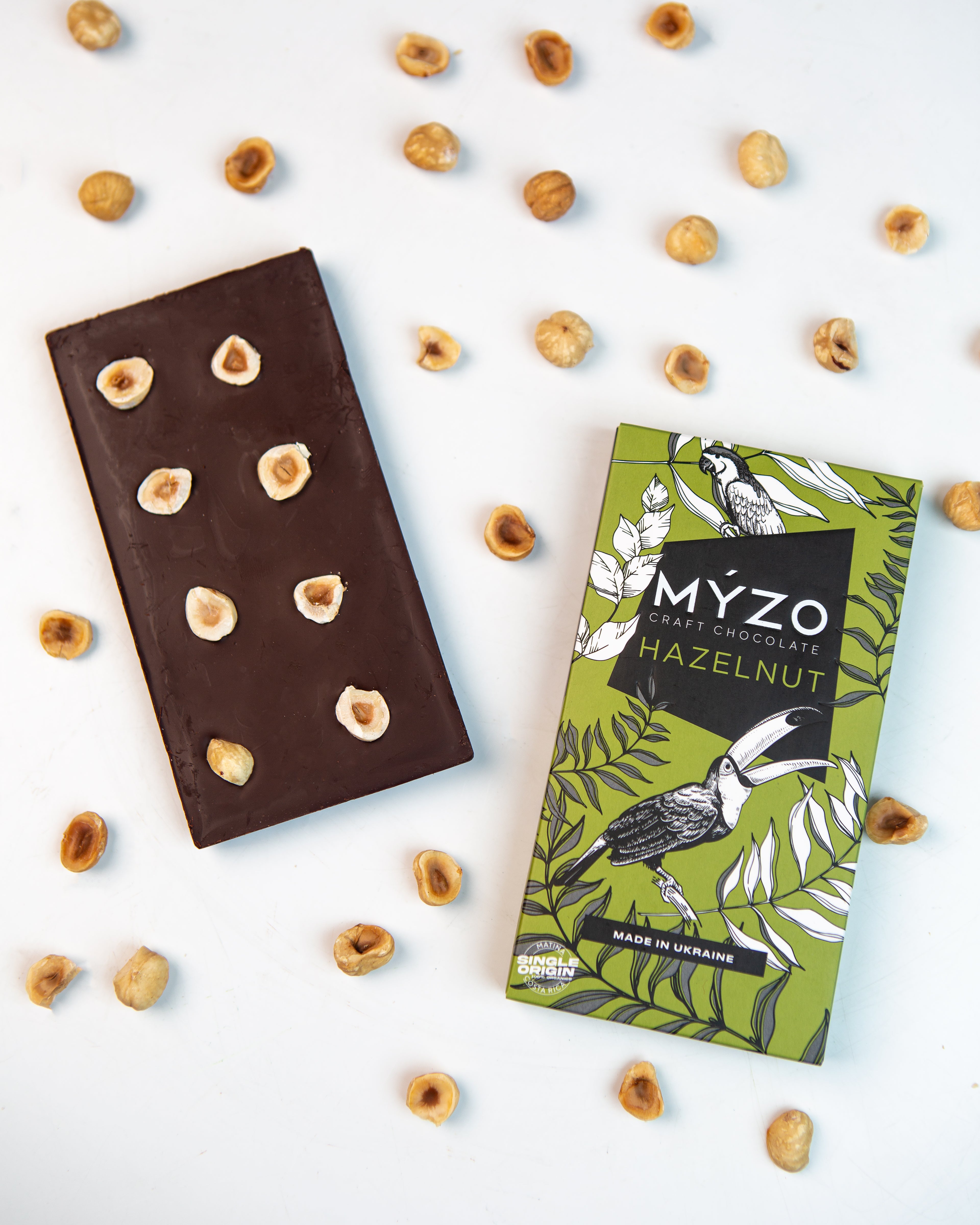 Chocoページ Темний шоколад 70% MYZO з ліщиною | Сингл-оріджин какао з Коста