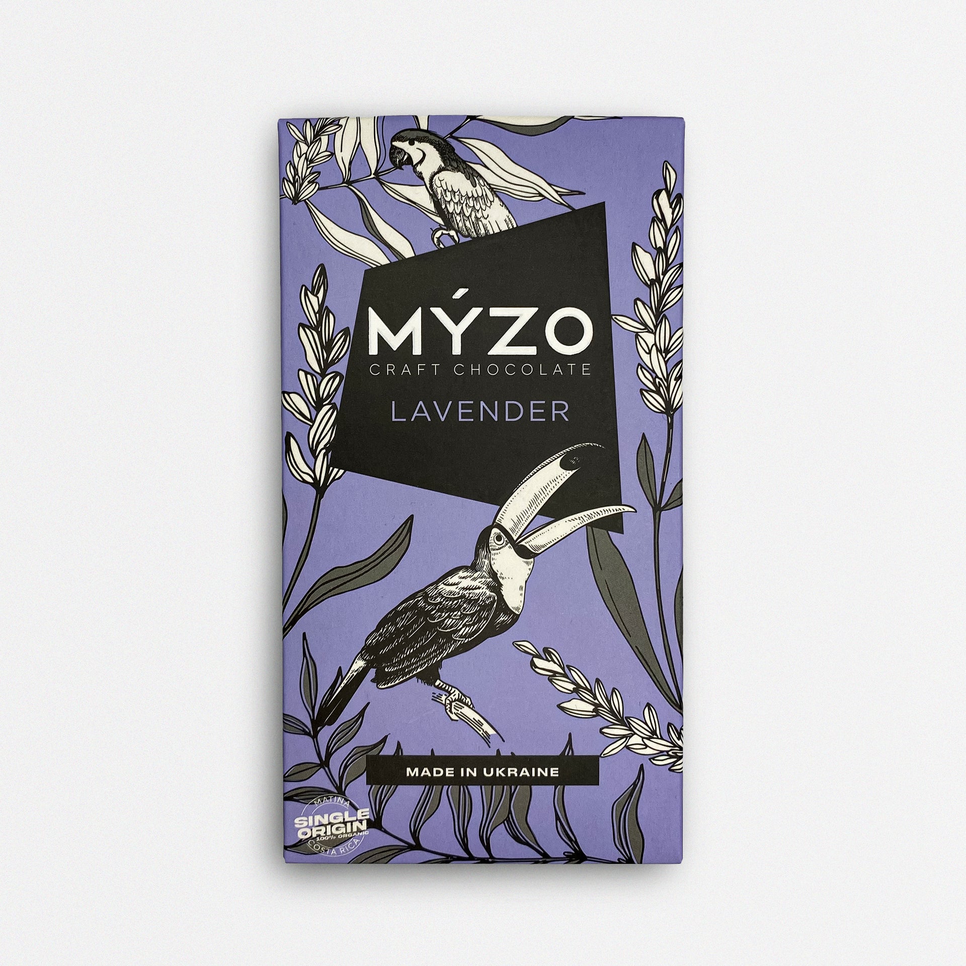 Лавандовий чорний шоколад Myzo. Плитка 80 грам